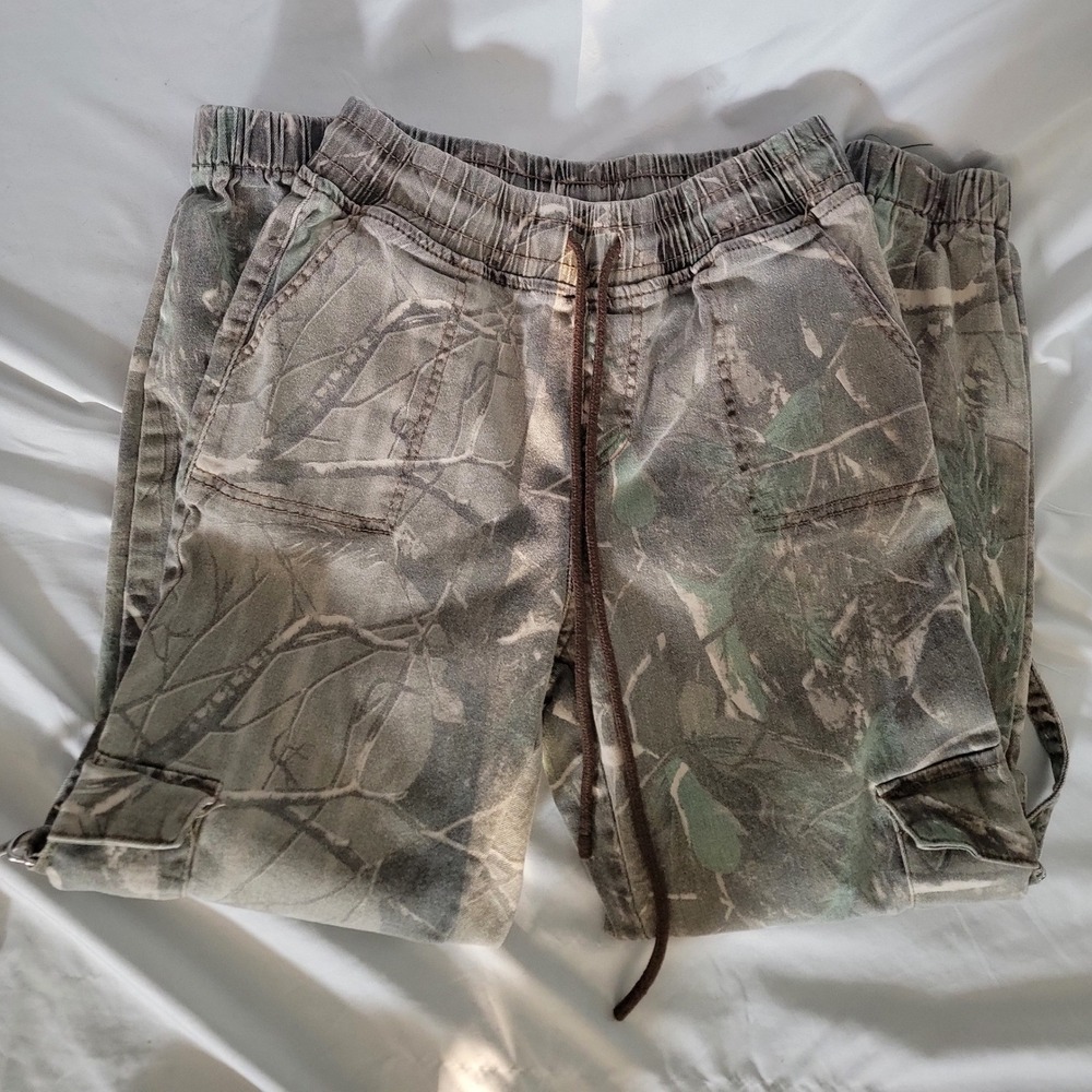 Womens Camo Cargo Jogger Pants High Waisted Tree Camouflage Size 5/27